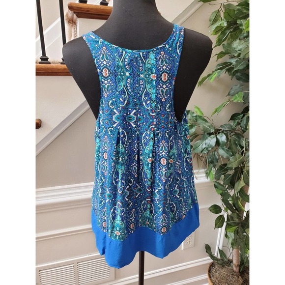 JCP Women Blue 100% Rayon Scoop Neck Sleeveless Casual Blouse Size Medium - Picture 6 of 10